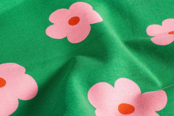 Jersey mit Blumen, grün, rosa, 0,5 m